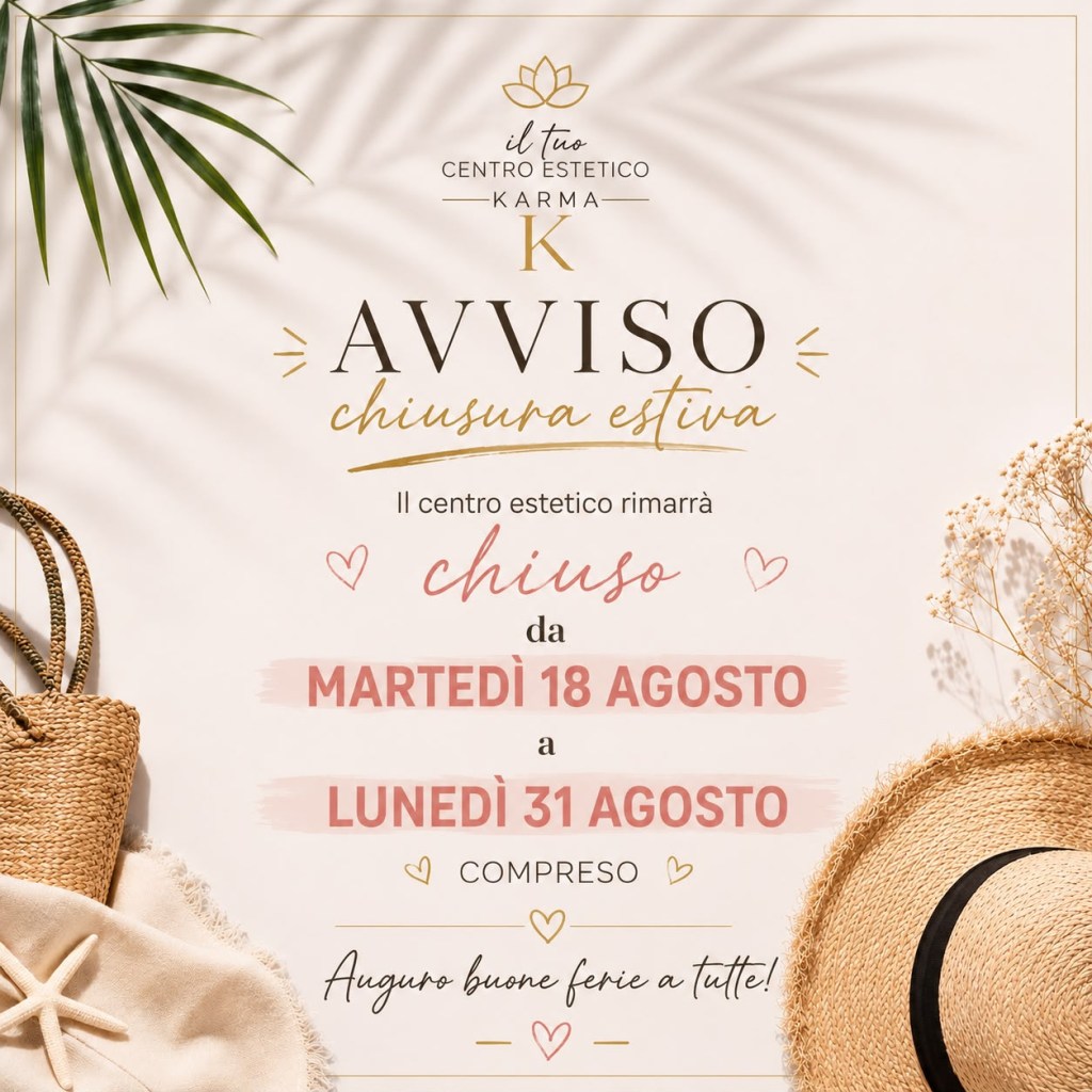 chiuso per ferie dal 18 agosto 2026 al 31 agosto 2026 compreso